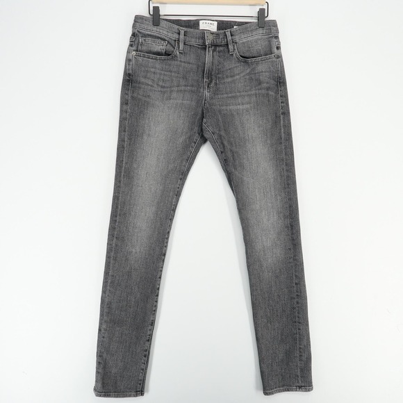 Frame L'Homme Slim Jeans Mens 30 Gray Badlands Denim Made USA Stretch Modern - Picture 1 of 12